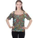 Colorful Hippie Flowers Pattern, zz0103 Women s Cutout Shoulder Tee