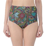 Colorful Hippie Flowers Pattern, zz0103 High-Waist Bikini Bottoms