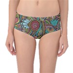 Colorful Hippie Flowers Pattern, zz0103 Mid-Waist Bikini Bottoms