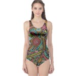 Colorful Hippie Flowers Pattern, zz0103 One Piece Swimsuit