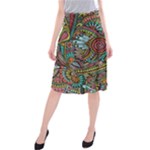 Colorful Hippie Flowers Pattern, zz0103 Midi Beach Skirt