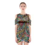 Colorful Hippie Flowers Pattern, zz0103 Cutout Shoulder Dress