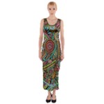 Colorful Hippie Flowers Pattern, zz0103 Fitted Maxi Dress