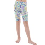 Hippie Flower Pattern Purple Yellow Green Zz0104 Kid s Mid Length Swim Shorts