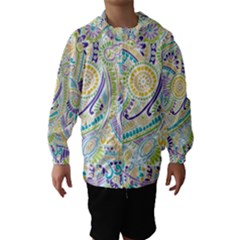 Purple, Green, Yellow Hippie Flowers Pattern, Zz0104, Hooded Wind Breaker (kids) by Zandiepants