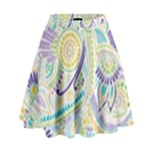Hippie Flower Pattern Purple Yellow Green Zz0104 High Waist Skirt