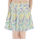 Hippie Flower Pattern Purple Yellow Green Zz0104 Pleated Mini Mesh Skirt