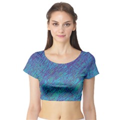Blue Pattern Short Sleeve Crop Top (tight Fit) by Valentinaart
