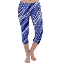 Blue Elegant Pattern Capri Yoga Leggings by Valentinaart