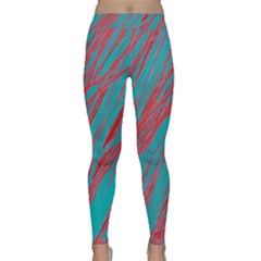 Red And Blue Pattern Yoga Leggings  by Valentinaart