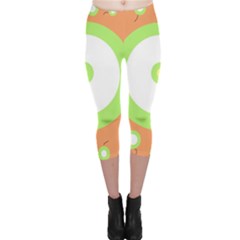 Green And Orange Design Capri Leggings  by Valentinaart