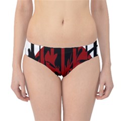 Red, Black And White Decorative Abstraction Hipster Bikini Bottoms by Valentinaart