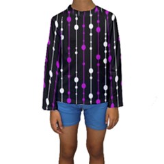Purple, Black And White Pattern Kid s Long Sleeve Swimwear by Valentinaart