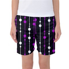 Purple, Black And White Pattern Women s Basketball Shorts by Valentinaart
