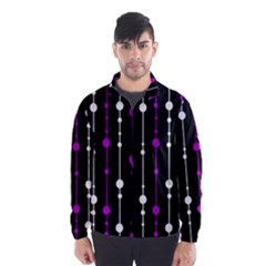 Purple, Black And White Pattern Wind Breaker (men) by Valentinaart