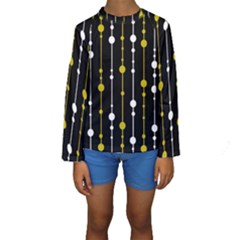 Yellow, Black And White Pattern Kid s Long Sleeve Swimwear by Valentinaart