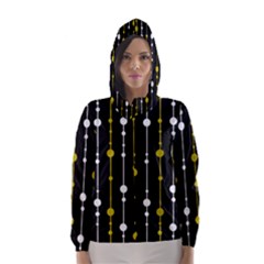 Yellow, Black And White Pattern Hooded Wind Breaker (women) by Valentinaart