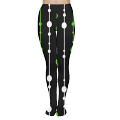 Green, White And Black Pattern Women s Tights by Valentinaart