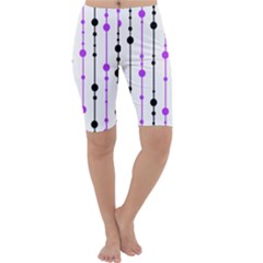 Purple, White And Black Pattern Cropped Leggings  by Valentinaart