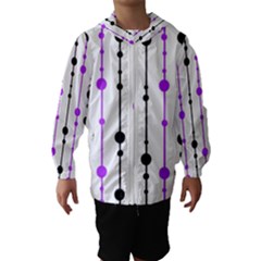Purple, White And Black Pattern Hooded Wind Breaker (kids) by Valentinaart