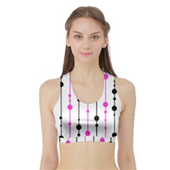 Magenta, Black And White Pattern Sports Bra With Border by Valentinaart