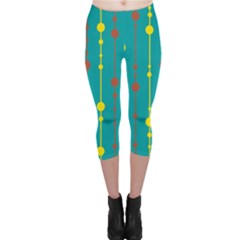 Green, Yellow And Red Pattern Capri Leggings  by Valentinaart