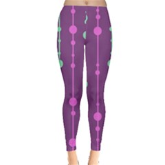 Purple And Green Pattern Leggings  by Valentinaart