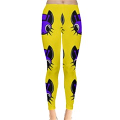 Blue And Yellow Fireflies Leggings  by Valentinaart