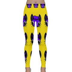Blue And Yellow Fireflies Yoga Leggings  by Valentinaart