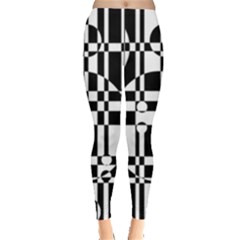 Black And White Pattern Leggings  by Valentinaart