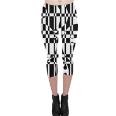 Black And White Pattern Capri Leggings  by Valentinaart