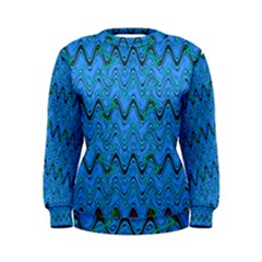 Blue Wavy Squiggles Women s Sweatshirt by BrightVibesDesign