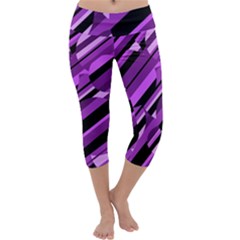 Purple Pattern Capri Yoga Leggings by Valentinaart