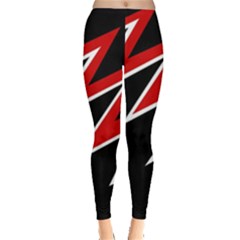Black And Red Simple Design Leggings  by Valentinaart