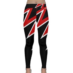 Black And Red Simple Design Yoga Leggings  by Valentinaart