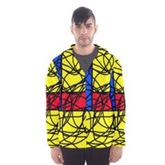 Yellow Abstract Pattern Hooded Wind Breaker (men) by Valentinaart