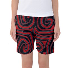 Red And Black Abstraction Women s Basketball Shorts by Valentinaart
