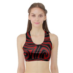 Red And Black Abstraction Sports Bra With Border by Valentinaart
