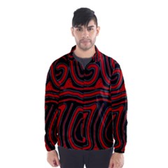 Red And Black Abstraction Wind Breaker (men) by Valentinaart