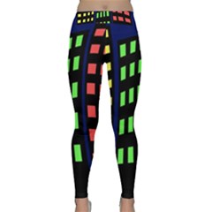Colorful Abstract City Landscape Yoga Leggings  by Valentinaart