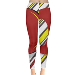 Red And Yellow Design Leggings  by Valentinaart