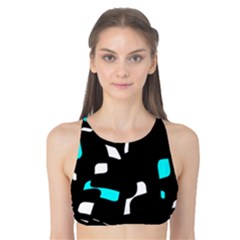 Blue, Black And White Pattern Tank Bikini Top by Valentinaart