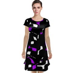 Purple, Black And White Pattern Cap Sleeve Nightdress by Valentinaart