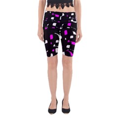 Magenta, Black And White Pattern Yoga Cropped Leggings by Valentinaart