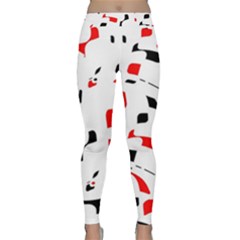 White, Red And Black Pattern Yoga Leggings  by Valentinaart