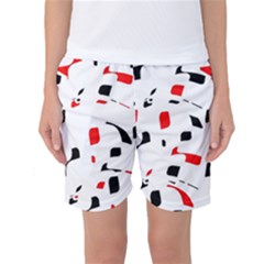 White, Red And Black Pattern Women s Basketball Shorts by Valentinaart