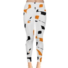 Orange, White And Black Pattern Leggings  by Valentinaart
