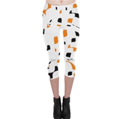 Orange, White And Black Pattern Capri Leggings  by Valentinaart