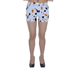 Orange, White And Black Pattern Skinny Shorts by Valentinaart