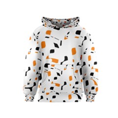 Orange, White And Black Pattern Kids  Pullover Hoodie by Valentinaart